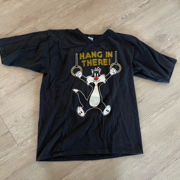 Vintage Sylvester the Cat‎ Hang In There Single Stitch Tshirt Large - Picture 1 of 7